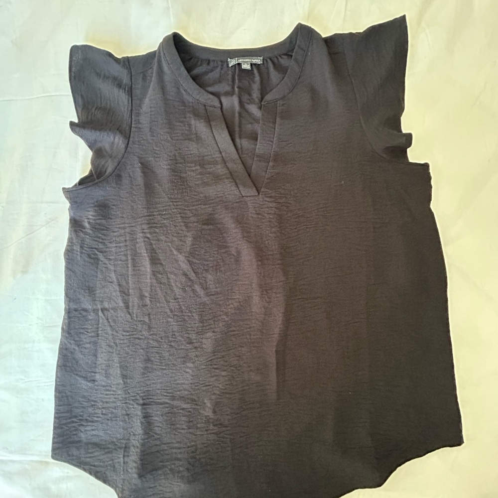 Adrianna Papell Dark Gray Ruffle Sleeve Blouse
